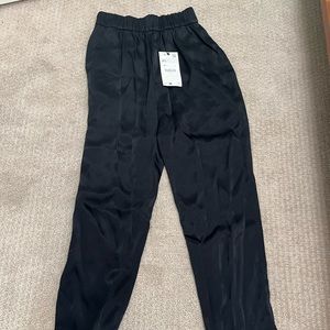 NWT Zara Satin effect Elastic waist Black pants XS